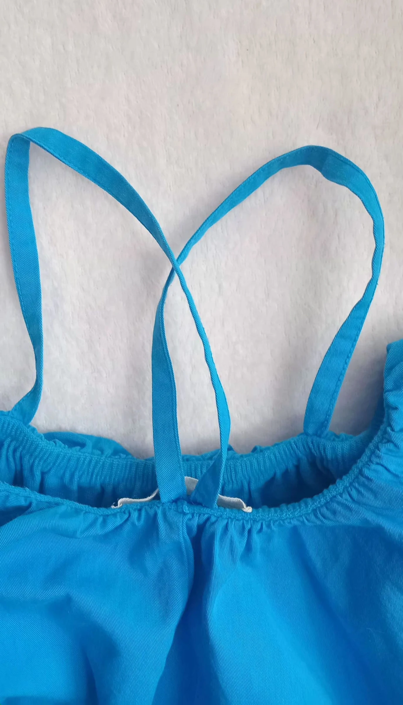 Top cropped azul raro - 100% algodão, com babados – photo 9